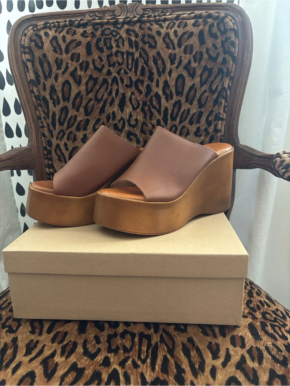 Anthropologie Leather Platform Wedge